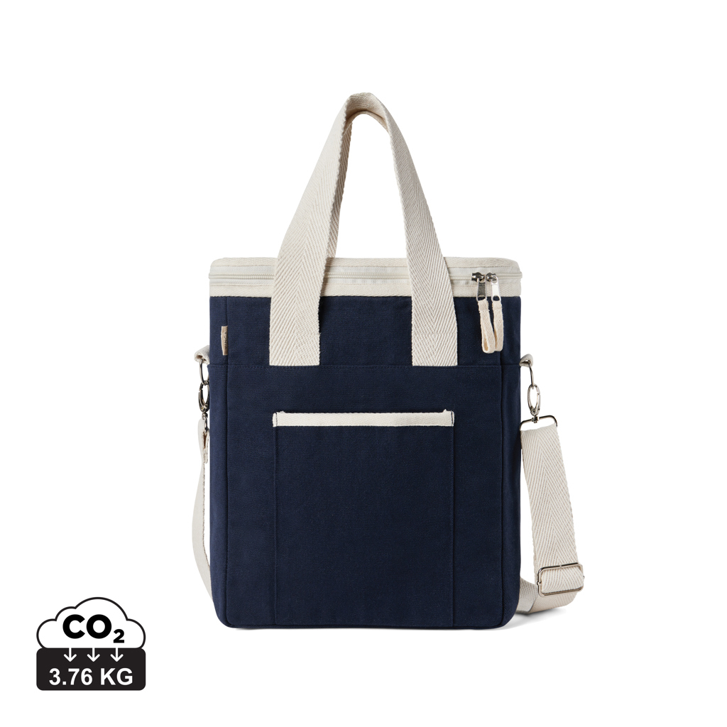 Tote bag isotherme personnalisé toile recyclée Volonne VINGA bleu et blanc cassé